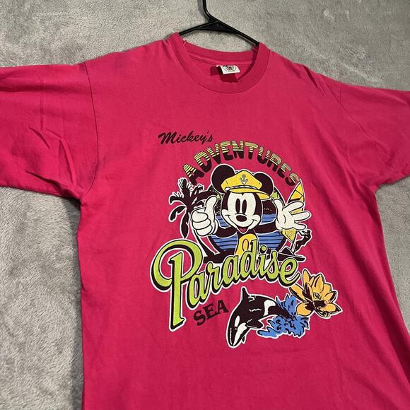 Vintage Mickey & Co Shirt Mens XL Adventures Paradise Sea Disney Made USA 90s - Picture 2 of 8